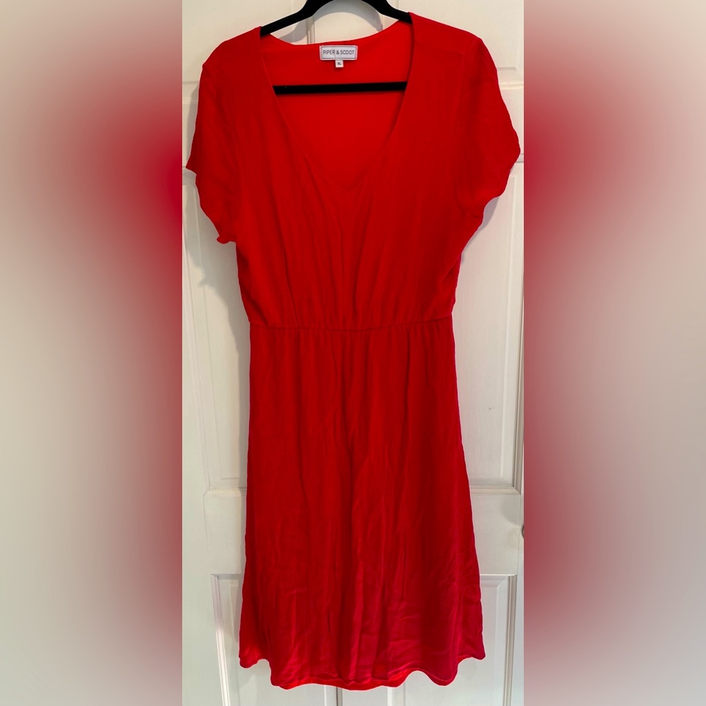 Piper and Scoot V-Neck Red Dress